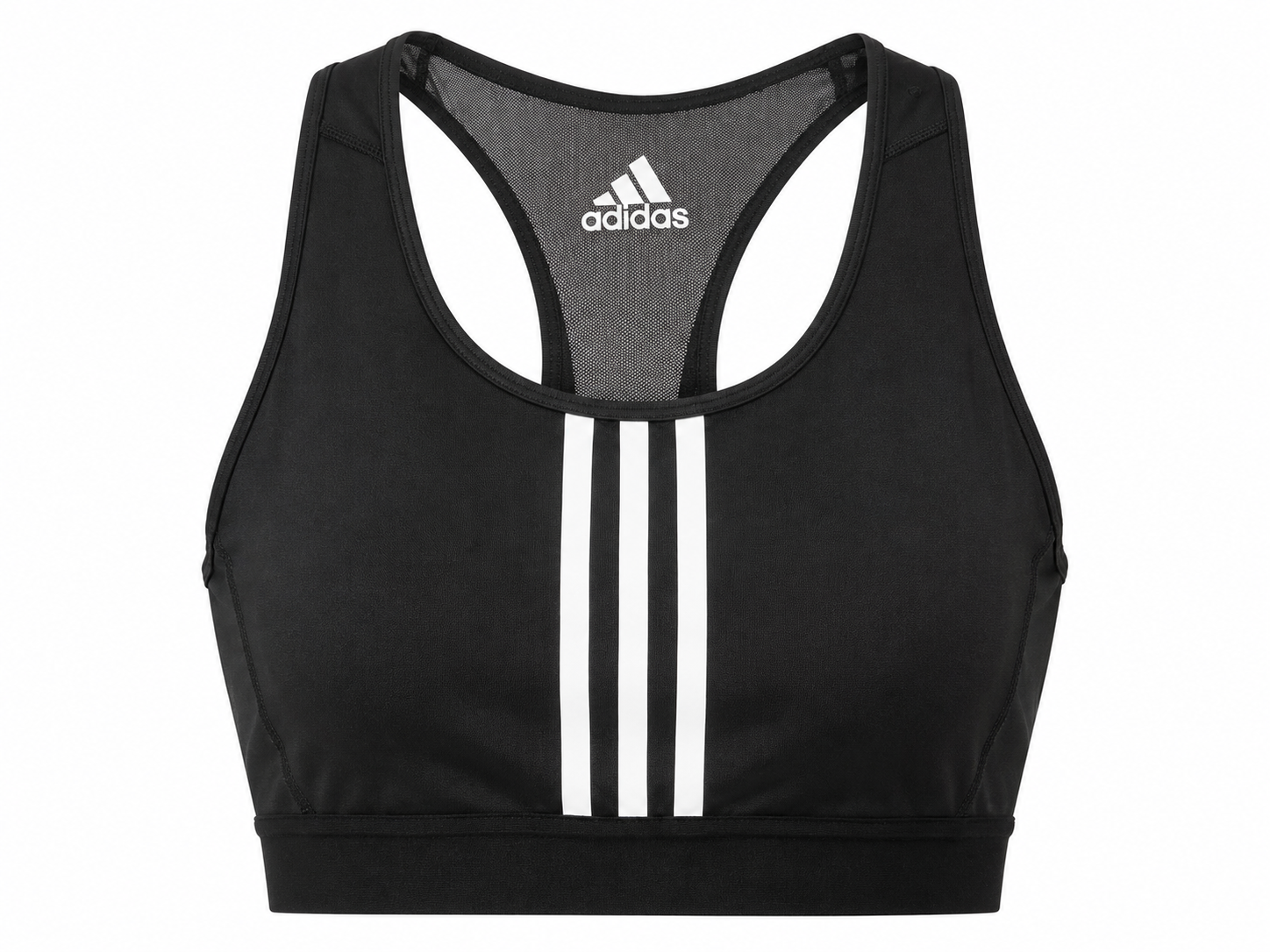 Adidas fekete sportmelltartó háromcsíkos részlettel