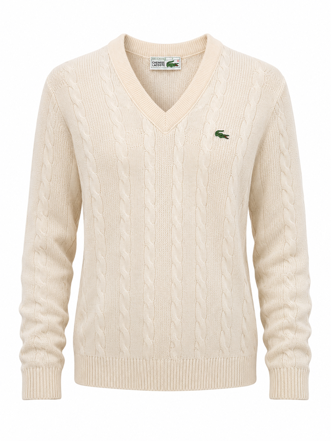 Lacoste 100% szűz gyapjú V-nyakú pulóver
