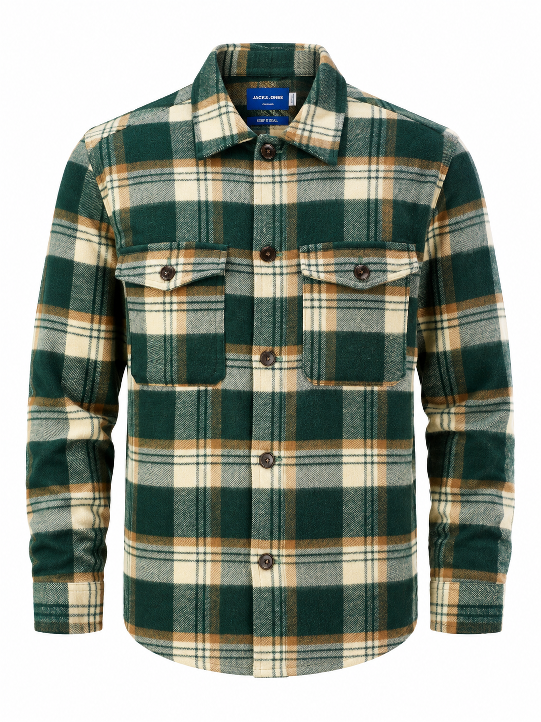 Jack & Jones zöld kockás vastag overshirt L