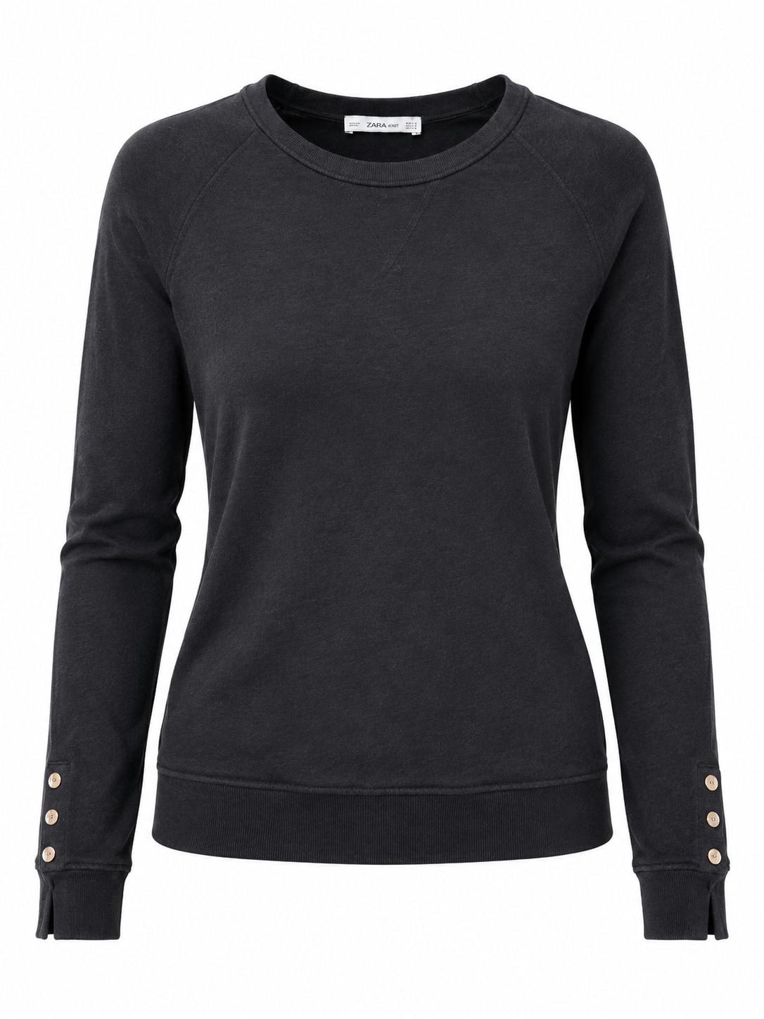Zara Knit fekete finomkötött pulóver M