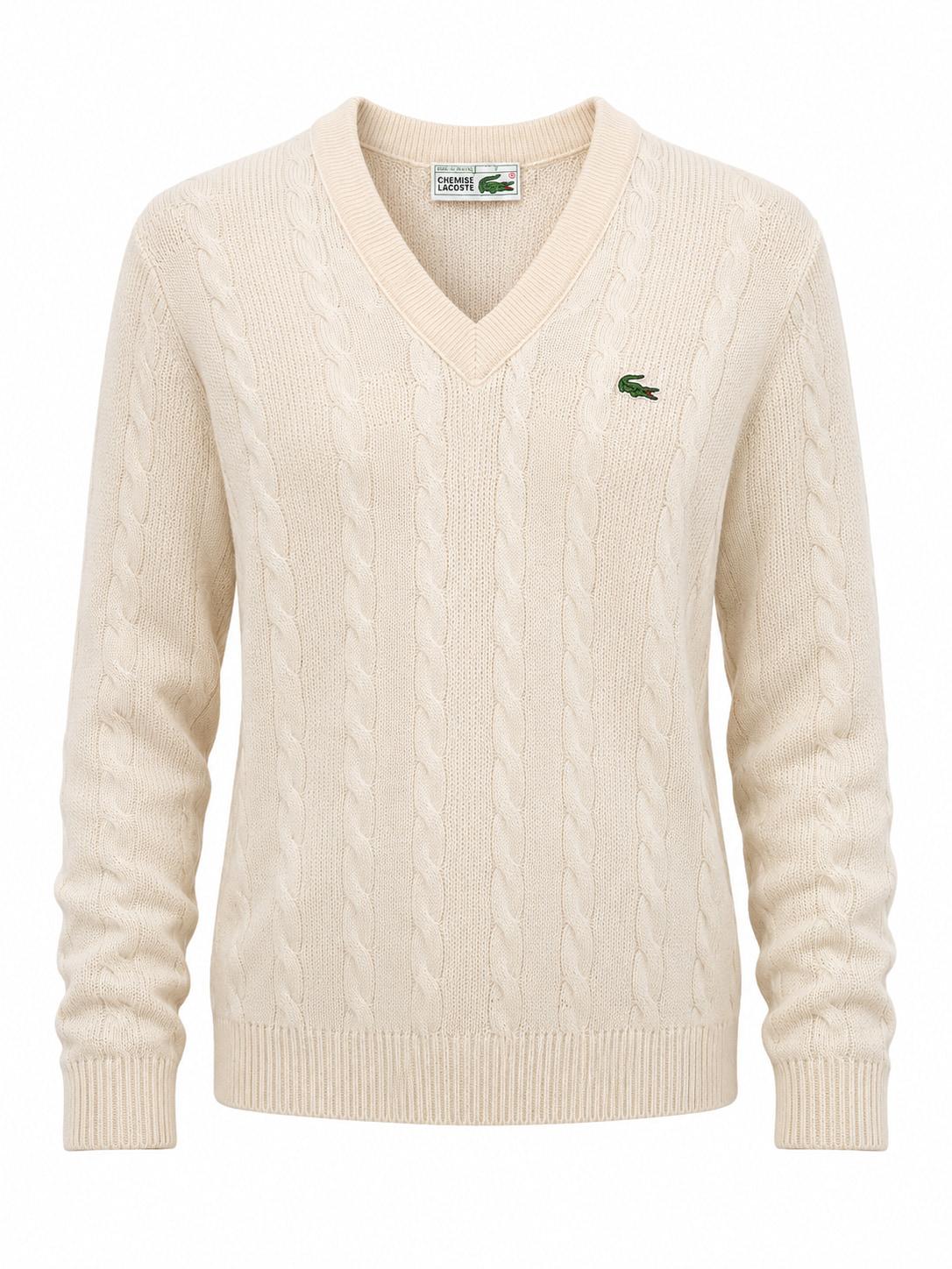 Lacoste 100% szűz gyapjú V-nyakú oversize pulóver