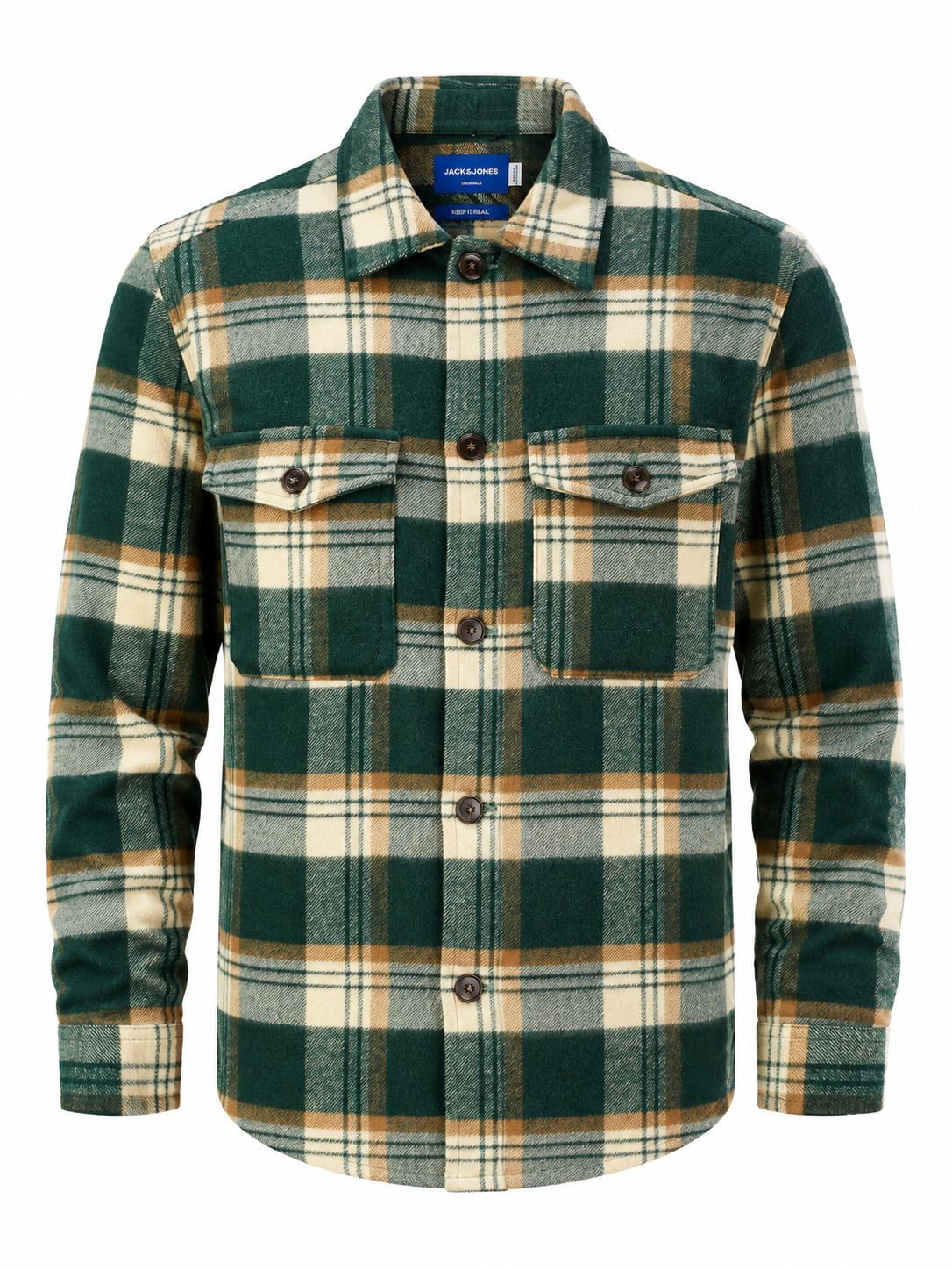 Jack & Jones zöld kockás vastag overshirt M